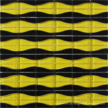 Projetos do mosaico do vidro de cristal preto e amarelo